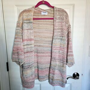 Old Navy Sweater Women's Size L Open Front Cardigan Multicolor Coastal Beach